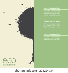 Abstract grunge tree on eco background. Vector illustration.