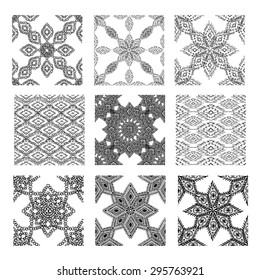 Abstract grunge tribal seamless patterns set, design elements. Can be used for invitations, greeting cards, scrapbooking, print, gift wrap, manufacturing