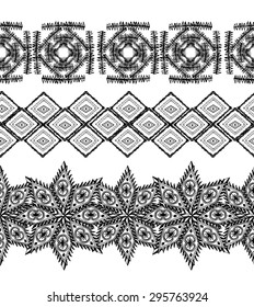 Abstract grunge tribal seamless patterns, design elements. Can be used for invitations, greeting cards, scrapbooking, print, gift wrap, manufacturing