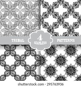 Abstract grunge tribal seamless patterns, design elements. Can be used for invitations, greeting cards, scrapbooking, print, gift wrap, manufacturing