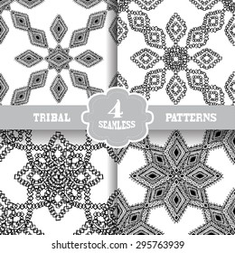 Abstract grunge tribal seamless patterns, design elements. Can be used for invitations, greeting cards, scrapbooking, print, gift wrap, manufacturing