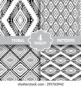 Abstract grunge tribal seamless patterns, design elements. Can be used for invitations, greeting cards, scrapbooking, print, gift wrap, manufacturing