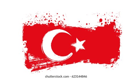 Abstract grunge Turkey flag. Vector illustration.