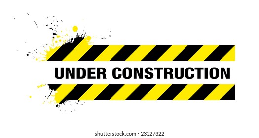 abstract grunge under construction sign with splats