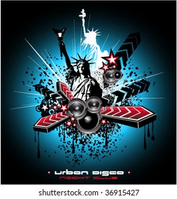 Abstract Grunge Urban City Background for discoteque flyers