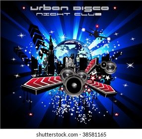 Abstract Grunge Urban City Background for discoteque flyers