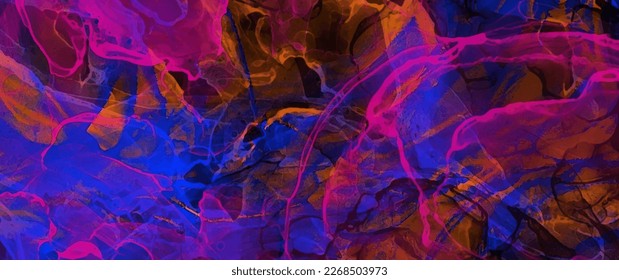 Abstract grunge vector background with bright colors splashes for cover design, poster, cover, banner, flyer, cards and design interior. Multicolor ink futuristic texture illustration. Fluid art.