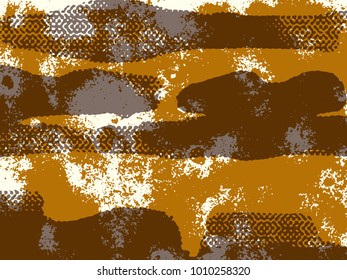Abstract grunge vector background, Color raster composition of irregular overlapping graphic elements.