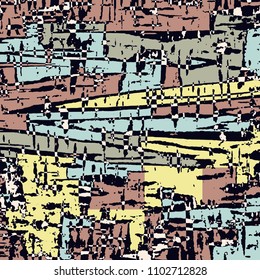 Abstract grunge vector background. Color squared mosaic  composition of irregular graphic elements.