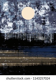 Abstract grunge vector background. Color raster composition of irregular handcrafted graphic elements.