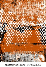 Abstract grunge vector background. Color raster composition of handmade graphic elements.