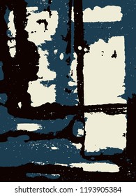 Abstract grunge vector background. Color composition of irregular overlapping graphic elements.