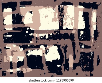 Abstract grunge vector background. Color composition of irregular overlapping graphic elements.