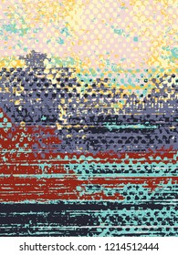 Abstract grunge vector background. Color handmade composition of irregular overlapping graphic elements.