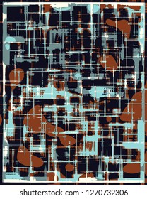 Abstract grunge vector background. Color composition of overlapping irregular graphic elements.