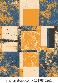 Abstract grunge vector background. Color composition of irregular overlapping graphic elements.