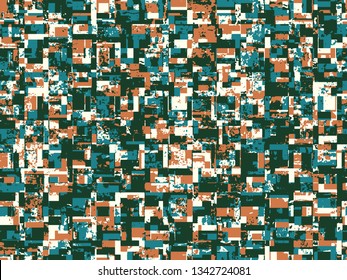 Abstract grunge vector background. Color composition of irregular overlapping graphic elements.