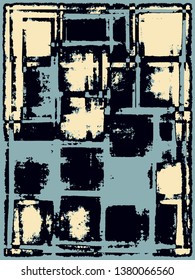 Abstract grunge vector background. Color vertical composition of irregular overlapping graphic elements.