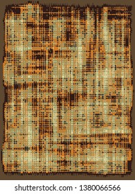 Abstract grunge vector background. Color vertical composition of irregular overlapping graphic elements.