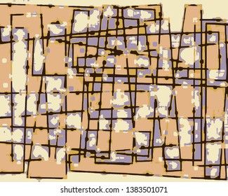 Abstract grunge vector background. Color composition of irregular overlapping graphic elements.