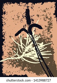 Abstract grunge vector background. Color botanical illustration of overlapping graphic elements.