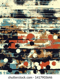 Abstract grunge vector background. Color handcrafted composition of irregular graphic elements.