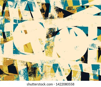 Abstract grunge vector background. Color handcrafted composition of irregular graphic elements.