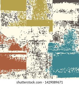 Abstract grunge vector background. Color squared composition of irregular overlapping graphic elements.