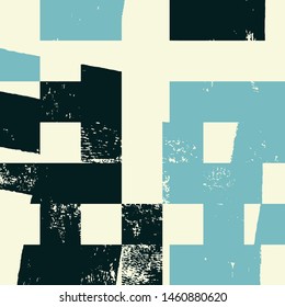 Abstract grunge vector background. Color squared composition of irregular graphic elements.