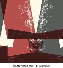 Abstract grunge vector background. Color squared composition of irregular overlapping graphic elements.