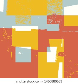 Abstract grunge vector background. Color squared composition of irregular overlapping graphic elements.