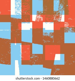Abstract grunge vector background. Color squared composition of irregular overlapping graphic elements.