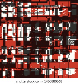 Abstract grunge vector background. Color squared composition of irregular overlapping graphic elements.
