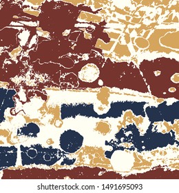 Abstract grunge vector background. Color handcrafted composition of irregular graphic elements.