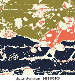 Abstract grunge vector background. Color handcrafted composition of irregular graphic elements.