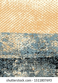 Abstract grunge vector background. Color handcrafted composition of irregular graphic elements.
