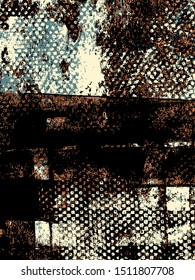 Abstract grunge vector background. Color handcrafted composition of irregular graphic elements.