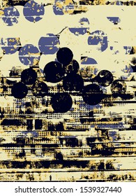 Abstract grunge vector background. Color handcrafted composition of irregular graphic elements.