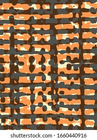 Abstract grunge vector background. Color composition of irregular overlapping striped graphic elements.