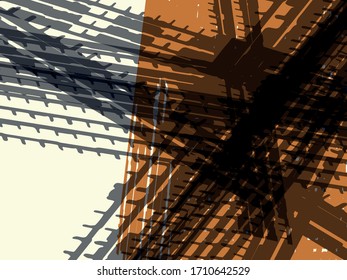 Abstract grunge vector background. Color composition of irregular overlapping graphic elements.