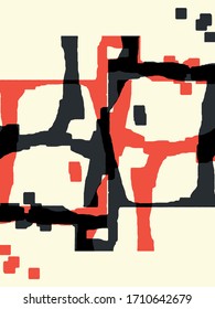 Abstract grunge vector background. Color composition of irregular overlapping graphic elements.