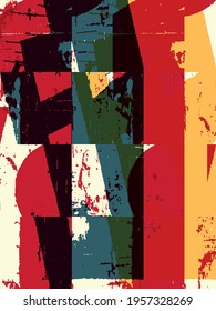 Abstract grunge vector background. Color handmade composition of irregular graphic elements.