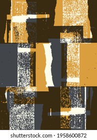 Abstract grunge vector background. Color handcrafted composition of irregular overlapping graphic elements.