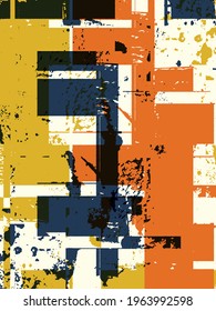 Abstract grunge vector background. Color handcrafted composition of irregular overlapping graphic elements.