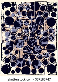 Abstract grunge vector background. Color composition of irregular overlapping geometric shapes.