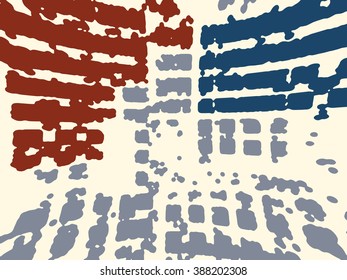 Abstract grunge vector background. Color composition of overlapping irregular geometric shapes.