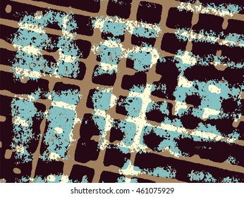 Abstract grunge vector background. Color raster composition of irregular overlapping shapes created using handmade camera-less photographic print.