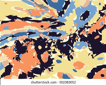 Abstract grunge vector background. Color composition of irregular overlapping graphic elements.