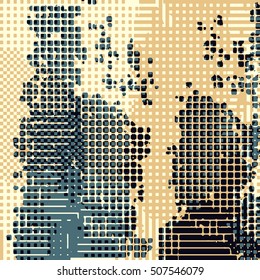 Abstract grunge vector background. Color composition of irregular overlapping graphic elements.
