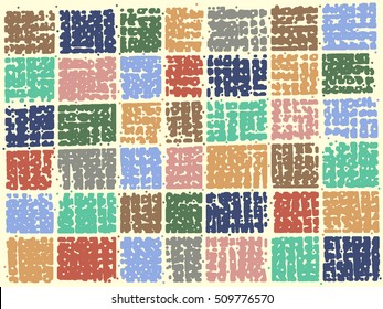 Abstract grunge vector background. Color composition of irregular overlapping graphic elements.